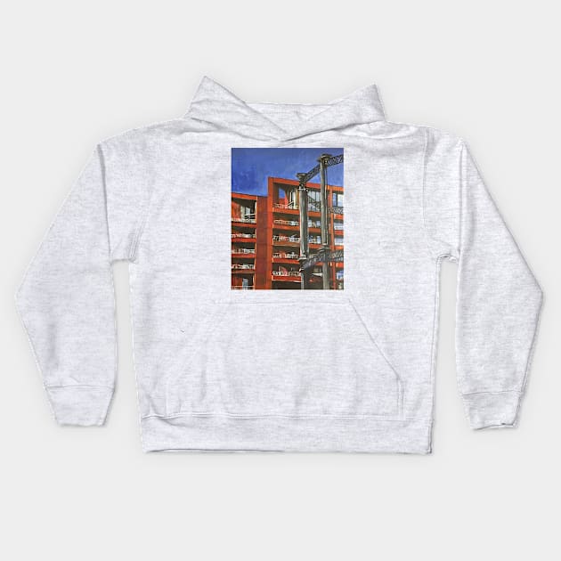 London, Gasometers And Flats Kids Hoodie by golan22may